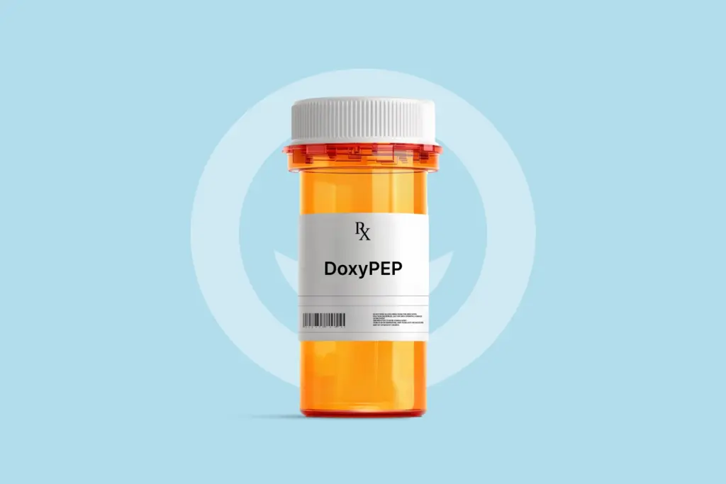 банка лекарств с надписью DoxyPEP банка лекарств с надписью DoxyPEP