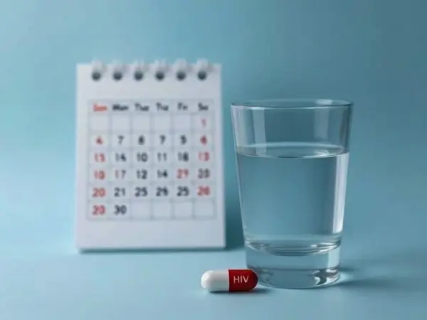 Alimatravir: таблетка и стакан воды на фоне открытого календаря